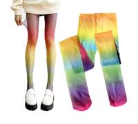 SMTCM Women's Tights Rainbow Opaque Fine Tights Colour Gradient Striped Tights Thin Sexy Neon Line Leggings Colourful Panty Trousers Nylon Stockings for Carnival Theme Party Costume Cosplay