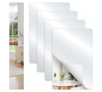smtfcty 4Pcs Self Adhesive Mirrors,20x30x0.3cm High Clear Acrylic Plexiglass Stick on Mirror,Removable Frameless Full Length Wall Mirrors for Bathroom, Bedroom, Living Room, Wardrobe