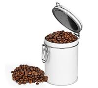 smtfcty Airtight Stainless Steel Coffee Dos, 1 Litre Vacuum Coffee Jars with Outlet Valve, Storage Container Made of Stainless Steel for Coffee Powder, Tea, Nuts, Cocoa Storage, White