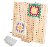 smtfcty Crochet Blocking Board Large, 9.3 inch Wooden Granny Square Blocking Board Knitting Mat with 20 Steel Pins for Crochet & Knitting Projects,Gifts for Mothers