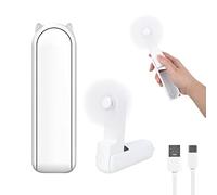 smtfcty Handheld Fan 2 IN 1 Mini Portable Handheld Fan, USB Rechargeable Foldable Pocket Fan, Battery Operated Fan [14-21 Working Hours] Quiet Small Fan for Home Travel Outdoor,White