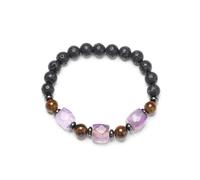 SMTSEC 8mm Lava Rock Stone Beaded Bracelet Amethyst Geometry Pendant Stretch Bracelet Unisex Fashion Tiger Eye Charm Bracelet Natural Stone Beads Trendy Bracelet