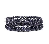 SMTSEC Boho Beaded Bracelet,3Pcs/Set Natural Stone Bracelet,4/6/8 Mm Beads Quartzs Multilayer Bracelet Chakra Beaded Stretch Bracelets for Women Men Energy Meditation Bangle,Blue Sandstone