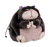 SMTSEC Lucifer Cat Portable Drawstring Pocket Plush Toy Doll Cartoon Anime Cinderella Cosmetic Storage Bags,Grey-20×25cm