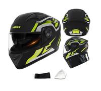 SMTSEC Motorbike Helmets With Visor UV Goggles Full Face Retro Motorcycle Helmet ABS Material DOT/ECE Certified Crash Helmets Scooter Helmet Cruiser Chopper Moped Helmet For Men Women,Yellow-55~62CM
