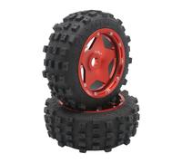 smTSRC 2 Pcs Five-Star CNC Front Wheels Assembly Red for 1/5 HPI BAJA 5B 5T 5SC RC Car Parts