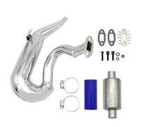 smTSRC Exhaust Pipe with Silver End Silencer Kit for 1/5 HPI Baja 5B 5SC Losi 5ive T RV Km RC Car Parts (Blue)