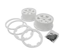 smTSRC Front Wheel Hub Rim Set for 1/5 RC Buggy HPI BAJA RV KM 5B RC Car Parts (White)