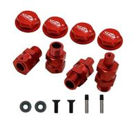 smTSRC Metal Wheel Nut Caps and Front Rear Extended Hex Hub Kit For 1/5 HPI Baja 5B ROVAN RC Car Parts (Red)