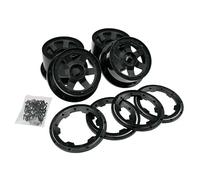 smTSRC Plastic Front and Rear Wheel Hub/rim Completely Set Black For 1/5 RC Buggy HPI BAJA RV KM 5B Rc Car Parts