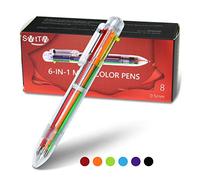smttw 8 Pack 0.5mm 6-in-1 Multicolor Ballpoint Pen - Best for Smooth Writing-Retractable Ballpoint Pens for Office School Supplies Students Children Unique Gifts