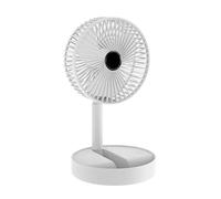SMTYXS Desktop Electric Fan 180 Degree Adjustable Portable Telescopic USB Rechargeable Wireless Floor Standing Mini Strong Wind(White)