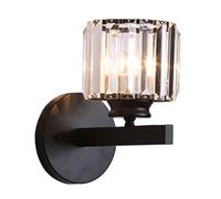 SMTYXS Modern Simple Square Crystal Wall Lamp Bedroom Living Room Study Cylindrical Led Indoor Lighting for Home Decor Easy to Install(Nature White,Cylinder Black)