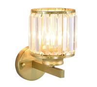 SMTYXS Modern Simple Square Crystal Wall Lamp Bedroom Living Room Study Cylindrical Led Indoor Lighting for Home Decor Easy to Install(Nature White,Cylinder Gold)