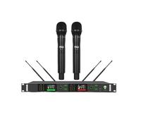 SMTYXS True Diversity Wireless Microphone UHF 2 Channel Professional Microfon Stage Microfone 600Mhz Hand Mic Headset Lapel(With Handheld)