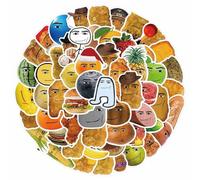 SMTZ-50pcs Funny Victory Smile Chicken Nugget Terrier Sticker, Cute Meme Waterproof Sticker, Vinyl Computer Mobile Phone Guitar Skateboard Decal