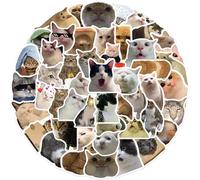 SMTZ-50pcs Kawaii Cat Stickers, Cute Aesthetic Animal Doodle Vinyl Sticker Pack, Waterproof Decals for Laptop, Water Bottle, Suitcase, Skateboard, Scrapbooking,