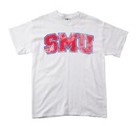 SMU Mustangs 100-Percent Pre-Shrunk Vintage Arch College Short Sleeve Shirt Tee, Large, White
