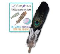 Smudge Feather, Turkey and Peacock, Unique Homecrafted Energy Cleansing Clearing Spiritual Practice House Smudging - Detailed Instructions for Beginners (Black/White)