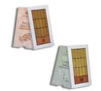 Smudge Incense Bricks and Burners - Palo Santo & White Sage | 30 pieces | 2 Burners | Oud Bakhoor | Ideal for Spirituality, Meditation, Relaxation, Praying Time | Novelty Natural Resin Smudge Sticks
