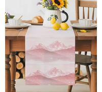 Smudge Pink Table Runner 13x36 Inches Long Clouds and Mountains Cotton Linen Table Runner Burlap Style for Dinner Table Party Decor Tabletop Decorations