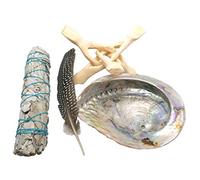Smudge Stick Kits - Incense - Meditation - Mindfulness - Native American - Spiritual (Abalone, Stand, White Sage and Feather)