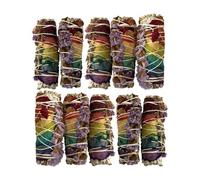 Smudge Stick, White Sage, 7 Chakra Petals and Purple Sinuata 4", Pack of 10
