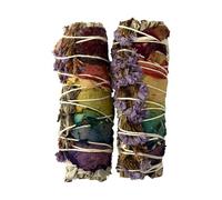 Smudge Stick, White Sage, 7 Chakra Petals and Purple Sinuata 4", Pack of 2