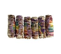 Smudge Stick, White Sage, 7 Chakra Petals and Purple Sinuata 4", Pack of 6