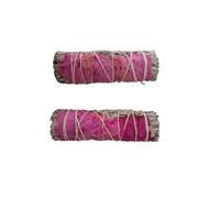 Smudge Stick, White Sage and Pink Petals 4", Pack of 2
