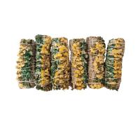Smudge Stick, White Sage, Green and Yellow Sinuata 4", Pack of 6
