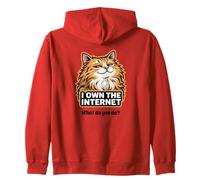 Smug Cat I Own The Internet Feline Meme Zip Hoodie