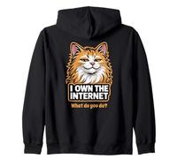 Smug Cat Owns Internet Funny Feline Meme Zip Hoodie