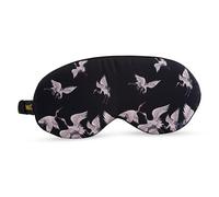 SMUG Cloud Padded Satin Sleep Mask Eye Cushions | 100% Blackout | Skin & Hair Friendly | Improve Sleeping | Plush Sleep Masks for Women & Men | Elasticated Strap for Dream Comfort | Moonlit Cranes