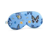 SMUG Cloud Padded Satin Sleep Mask Eye Cushions | 100% Blackout | Skin & Hair Friendly | Improve Sleeping | Plush Sleep Masks for Women & Men | Elasticated Strap for Dream Comfort | Butterflies