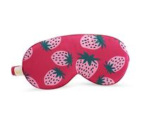 SMUG Cloud Padded Satin Sleep Mask Eye Cushions | 100% Blackout | Skin & Hair Friendly | Improve Sleeping | Plush Sleep Masks for Women & Men | Elasticated Strap for Dream Comfort | Strawberry Dreams