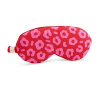 SMUG Cloud Padded Satin Sleep Mask Eye Cushions | 100% Blackout | Skin & Hair Friendly | Improve Sleeping | Plush Sleep Masks for Women & Men | Elasticated Strap for Dream Comfort | Red Leopard