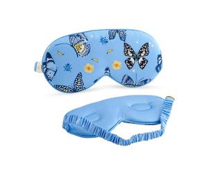 SMUG Cloud Padded Satin Sleep Masks | Skin & Hair Friendly | Improve Sleeping | Plush Eye Cushions for Women & Men | Elasticated Strap | Premium Comfort | Home & Travel | Butterflies