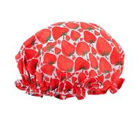 SMUG Shower Cap - Waterproof Shower Cap with Elastic Lining - Three Prints Available - Showers, Cooking, Spa Salon, Sleeping, Makeup - Shower Caps For Women UK Long Hair Short Hair - Strawberry