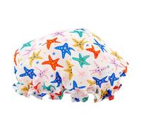 SMUG Shower Cap - Waterproof Shower Cap with Elastic Lining - Three Prints Available - Showers, Cooking, Spa Salon, Sleeping, Makeup - Shower Caps For Women UK Long Hair Short Hair - Starfish