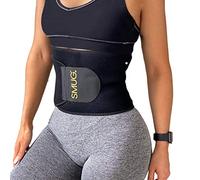 SMUG Waist Trainer for Women | Stomach Flattener & Waist Cincher | Belly Shaper | Premium Sweat Wicking Shapewear | Plus Size Corset Waist Wrap with Phone Holder | Black, Large