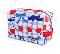 SMUG Wash Bag | Waterproof Travel Toiletry Bags for Travelling, Gym, Shower, Shaving, Toiletries, Cosmetics & Makeup Bag | Large Washbag for Men & Women | Spacious & Easy to Clean | Blue Cherries