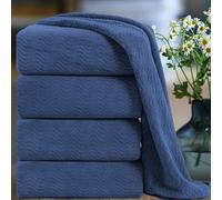 Smuge Ultra Soft Bath Towel Set of 4, Navy Extra Large Textured Microfiber Luxury Towels 35x70 in, Quick Dry, Highly Absorbent, Fluffy, Oversized, for Bathroom Shower Pool Hotel Beach