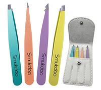 Smukdoo Professional Tweezers for Eyebrows,4 Pcs Eyebrow Tweezers Set for Ingrown Hair Removal(Multi-Colored)