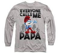 Smurfs Call Me Papa Smurf Unisex Long Sleeve T Shirt, Athletic Heather, Medium