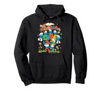Smurfs Character Pose Peace Love Happiness Best Friend Retro Pullover Hoodie