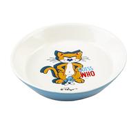 Smurfs duvoplus, Azrael Low Bowl 320ml 16 x 16 x 3.5 cm, White/Blue, Glazed Ceramic, Strong and Sturdy for Wet Food, Dry Food and Water, Dishwasher Safe