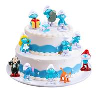 Smurfs Figure Cake Decoration 12 Piece Blue Smurfs Set, Cartoon Figures for Birthday Cakes