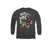 Smurfs Gargamel And Azrael Long Sleeve T-Shirt, Charcoal The Smurfs Grey M