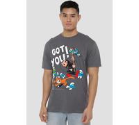Smurfs Gargamel And Azrael T Shirt, Charcoal The Smurfs Charcoal XXXL